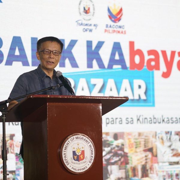 During the formal launch of the Balik Kabayan Bazaar, Department of Migrant Workers Secretary Hans Leo J. Cacdac says more balikbayan OFWs should deposit in formal banking institutions so banks can, in turn, create financial products and services for them. (Photo courtesy of CID Communication)
