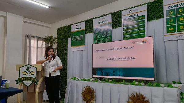 Cagayan de Oro City Education and Development Department manager, Richel Petalcurin-Duhay, provides the member agency representatives of the Out-of-School Youth Development Alliance updates on the Alternative Learning System Night School Program during the organization's 22nd regular meeting, October 24, 2024. (Photo: SAYU/PIA-10)