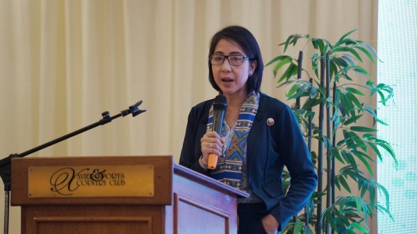 In behalf of Presidential Communications Office Secretary Cesar Chavez, PCO Assistant Secretary for Cultural Affairs and International Engagements Rowena “Wheng” Hidalgo-Otida reintroduced to the participants the Bagong Pilipinas through her presentation “Proud to be a Bagong Pilipino in a Bagong Pilipinas” during the Bagong Pilipinas Barangay Information Officers Network Assembly held November 21 in Cagayan de Oro City. (Photo: DCC/PIA-10)