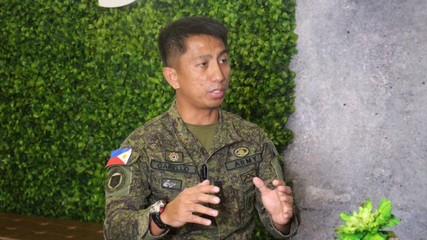 During an episode of Talakayan sa PIA Up Close and Personal at SM City CDO Uptown, LtCol. Francisco P. Garello Jr., chief of 4ID, PA Division of Public Affairs Office, stated that a military solution is insufficient due to the multi-faceted nature of insurgency, which requires the attention of various agencies. (Photo: MBA/PIA-10)