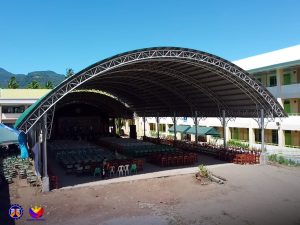 Students hold their practices, activities, and commencements in the newly constructed covered area at Mambajao National High School. (Photo courtesy of DPWH-10)