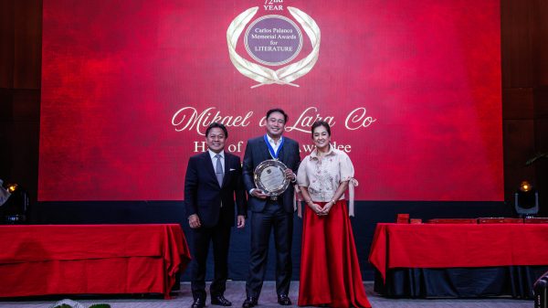 Mikael De Lara Co is honored as a Palanca Hall of Fame awardee at the 72nd Carlos Palanca Memorial Awards for Literature. He also clinches the First Prize for Tula with his piece “Panayam sa Abo.” (Photo courtesy of CID Communication)