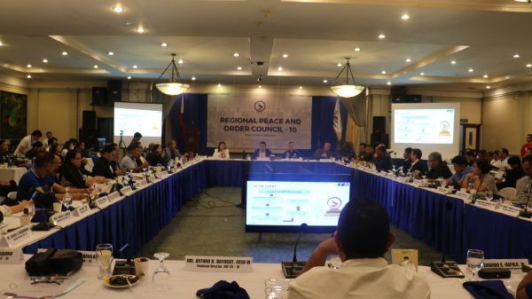 During the fourth-quarter Regional Peace and Order Council-10 meeting on November 11, PRO-10 reported an average of three crimes per month for every 100,000 population in the region for July 1–November 6, much lower than the four crimes per month in last year’s tally. (Photo: JAKA/PIA-10)