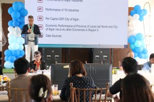 Philippine Statistics Authority Lanao del Norte Chief Statistical Specialist Osler Mejares presents the 2023 economic performance of Iligan City and Lanao del Norte at the Provincial Product Accounts Dissemination Forum. (Photo: ADD/PIA-10/Lanao del Norte)